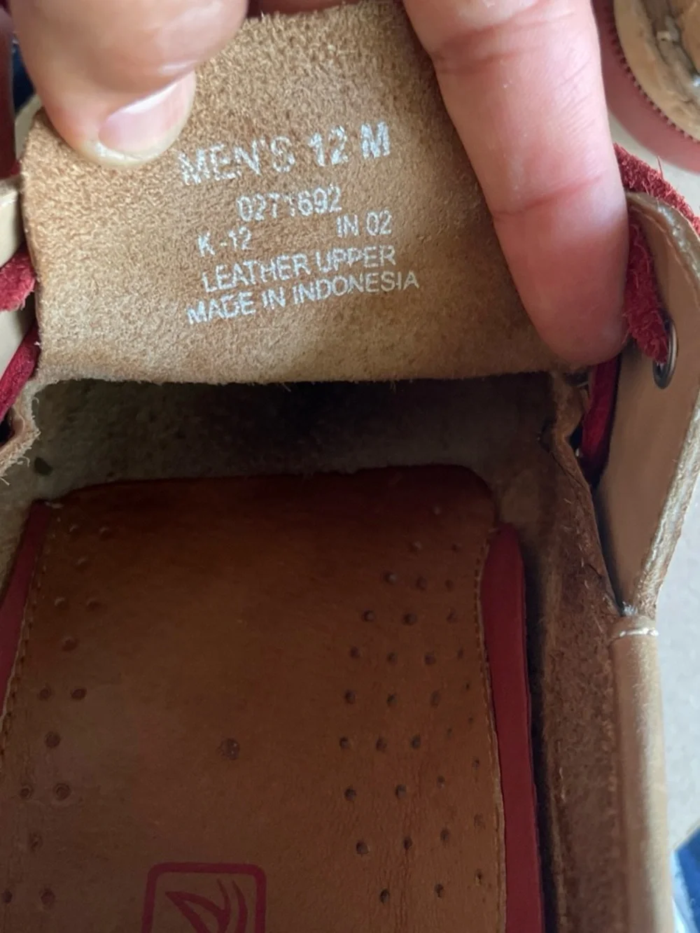 SPERRY TOP~sider Tan Leather & Red Accents